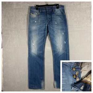 Diesel Waykee 3D Jeans Mens W33 L34 Regular Fit Straight Leg 0823U Distressed